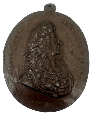 James II (1633 - 1701) Uniface Portrait Profile Bust Medallion.
