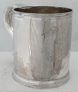 William III Silver Britannia Standard Armorial Quart Tankard. London 1698 Thomas Parr I. 15 troy ounces.