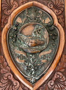 'Made From The Old Foudroyant' Oak Plaque & Copper Shield.