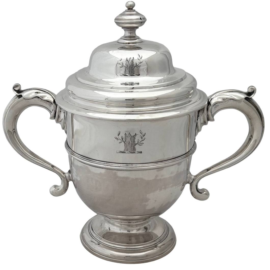 George II Silver Cup & Cover, Arms of Fownes & Ilbert. London 1732, Francis Pages. 40.8 troy ounces.