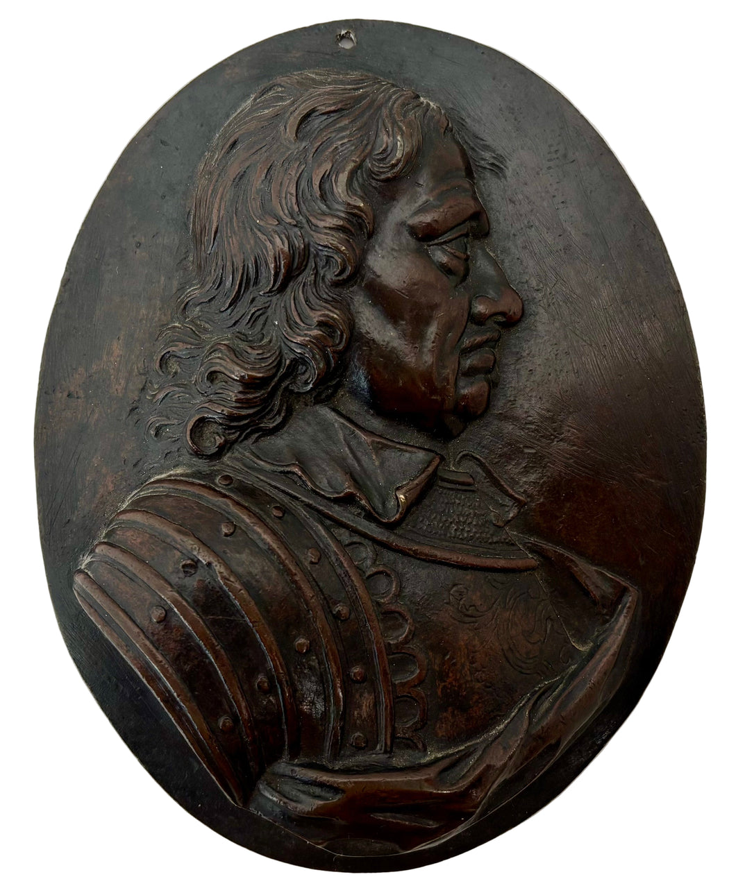 Oliver Cromwell, Lord Protector, Bronze Portrait Profile Bust.