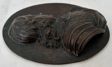 Oliver Cromwell, Lord Protector, Bronze Portrait Profile Bust.