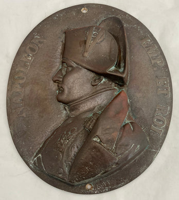 'Napoleon Emperor et Roi' Bronze Relief Plaque, After Antoine Bovy.