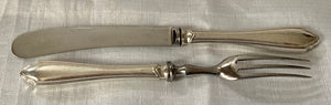 George V Cased Set of Six Silver Handled Pastry Knives & Forks. Sheffield 1927 Robert Pringle & Sons.