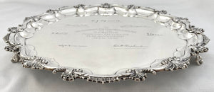 Vice-Admiral Evelyn Claude Ogilvie Thomson Scottish Silver Salver, Edinburgh 1910 Hamilton & Inches. 31.2 troy ounces.