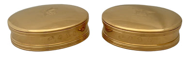 Pair of George I Style Silver Gilt, Britannia Standard, Oval Tobacco Boxes. London 1968 Collingwood & Co. 10.6 troy ounces.