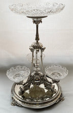 Victorian Silver Plated & Cut Glass Centrepiece with Mirrored Plateau. Henry Wilkinson & Co. of Sheffield,  circa 1850 - 1870.