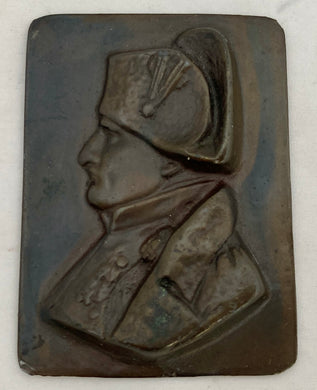 Napoleon Bonaparte, Small Rectangular Bronze Relief Portrait Profile Plaque.
