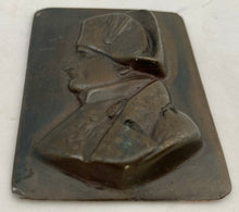 Napoleon Bonaparte, Small Rectangular Bronze Relief Portrait Profile Plaque.