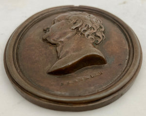 Benjamin Franklin 19th Century Bronze Portrait Profile Plaque, After Nini & Hackwood.