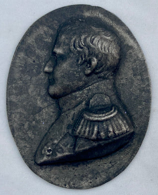Napoleon Bonaparte Small Oval Metal Relief Portrait Profile Plaquette.
