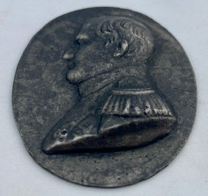 Napoleon Bonaparte Small Oval Metal Relief Portrait Profile Plaquette.