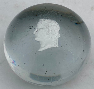 Napoleon Bonaparte Sulphide & Glass Paperweight, 19th Century.