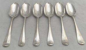 Six George II Silver Hanoverian Pattern Tablespoons. London 1731 Richard Scarlett. 11.4 troy ounces.