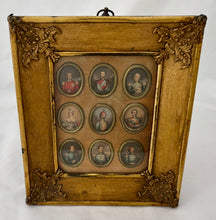 The Crimean War Allied Leaders, Framed Set of Nine Portrait Print Miniatures, After George Baxter.