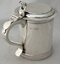 Charles II Style Silver Lidded Tankard. London 1912 Holland, Aldwinckle & Slater. 23 troy ounces.