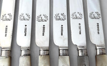 William IV Cased Set of Crested Silver and Carved Mother of Pearl Dessert Knives & Forks for Twelve. Sheffield 1831 George Hardisty.