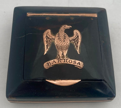 The Peninsular War & Battle of Barrosa: Early 19th Century Tortoiseshell & Rose Gold Snuff Box.
