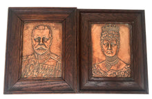 King George V and Queen Mary Copper Relief Portrait Plaques.
