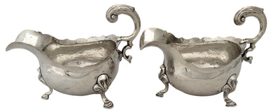 Pair of George III Old Sheffield Plate Sauce Boats, circa 1765.
