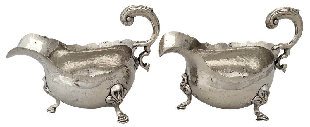 Pair of George III Old Sheffield Plate Sauce Boats, circa 1765.
