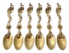 Six George III Silver Gilt Naturalistic Teaspoons. 4 troy ounces, circa 1760.