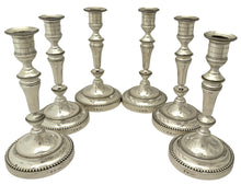 Christofle of Paris, Six 20th Century Silver Plated Candlesticks.