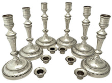 Christofle of Paris, Six 20th Century Silver Plated Candlesticks.