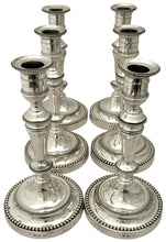 Christofle of Paris, Six 20th Century Silver Plated Candlesticks.