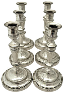 Christofle of Paris, Six 20th Century Silver Plated Candlesticks.