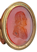 Late 18th Century Gilt Metal Military Officer Portrait Profile Intaglio Fob Seal.