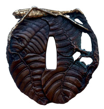 Japanese Tsuba Okimono, with Applied Preying Mantis and Fly.