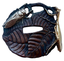 Japanese Tsuba Okimono, with Applied Preying Mantis and Fly.