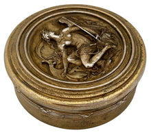 19th Century Continental, Mythological Scene, Gilt Metal Circular Box.