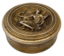 19th Century Continental, Mythological Scene, Gilt Metal Circular Box.
