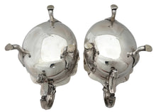 George III Pair of Old Sheffield Plate Crested Sauce Boats, circa 1780 - 1810.