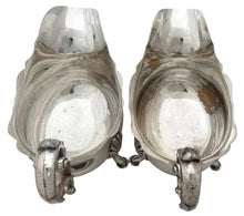 George III Pair of Old Sheffield Plate Crested Sauce Boats, circa 1780 - 1810.