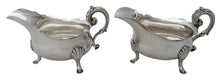 George III Pair of Old Sheffield Plate Crested Sauce Boats, circa 1780 - 1810.