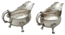 George III Pair of Old Sheffield Plate Crested Sauce Boats, circa 1780 - 1810.