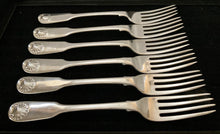 Georgian, George IV, set of Six Silver Fiddle & Shell Pattern Dessert Forks. London 1823 George Piercy. 8.8 troy ounces.