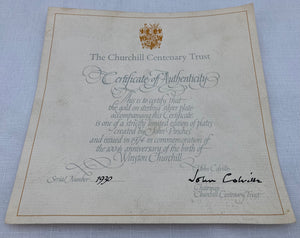 Elizabeth II Sir Winston Churchill Filled Silver Plate. London 1974 John Pinches (Medallists) Ltd.