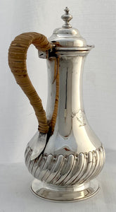 Georgian, George III, Silver Hot Water Jug. London 1807, Godbehere, Wigan & Boult. 16 troy ounces.