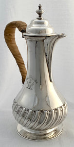 Georgian, George III, Silver Hot Water Jug. London 1807, Godbehere, Wigan & Boult. 16 troy ounces.