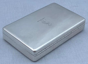 Victorian Crested Silver Table Snuff Box. London 1855 Charles Rawlings & William Summers. 5.2 troy ounces.
