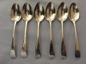 Georgian, George III, silver teaspoons. London 1815 William Bateman I. 3.27 troy ounces.