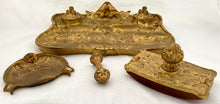 Late 19th Century French Gilt Bronze Aesthetic Desk Set, Signed E. Gros.