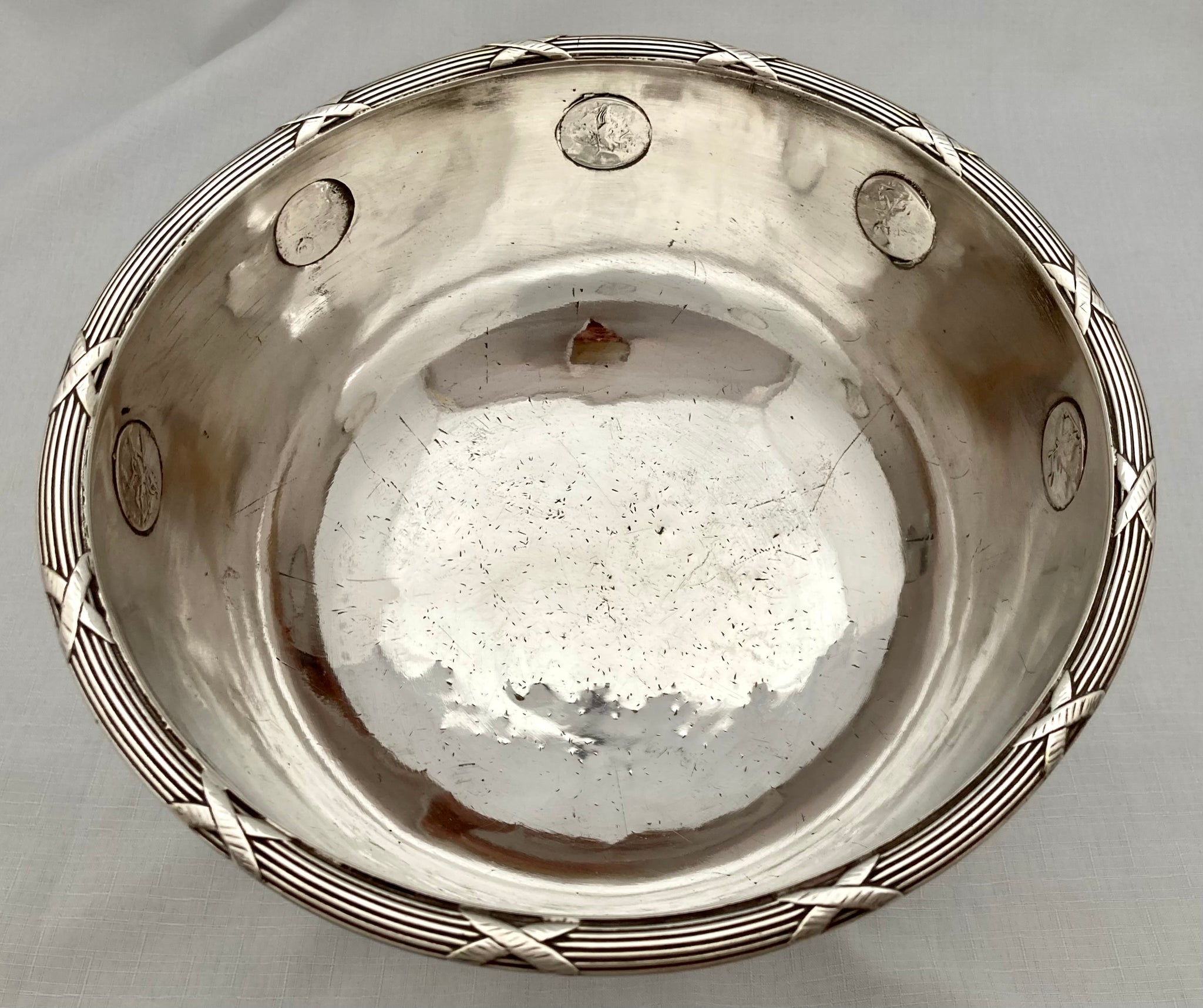 GERITY c1740 GEORGIAN REPRO. Double Spout Silver Plate Punch Bowl LADLE in  Box