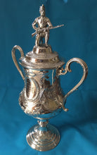 Victorian silver plated regimental trophy cup and cover for the 6th Lancashire Rifle Volunteers, dated 1886.  James Ballantyne & Son, Glasgow.