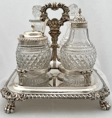 Georgian, George IV, Old Sheffield Plate Cruet Stand with Silver Mounts. Sheffield 1822.