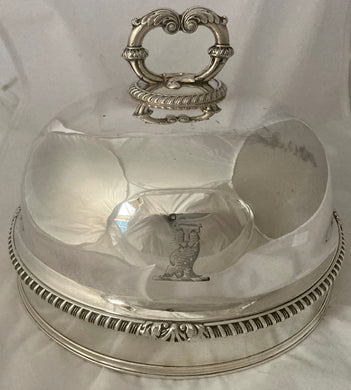 Early Victorian Silver Plated & Crested Game Meat Dome. Matthew Boulton, circa 1850.